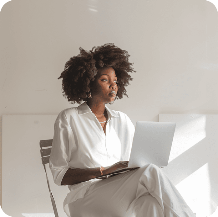 A business owner working on her online store from a laptop